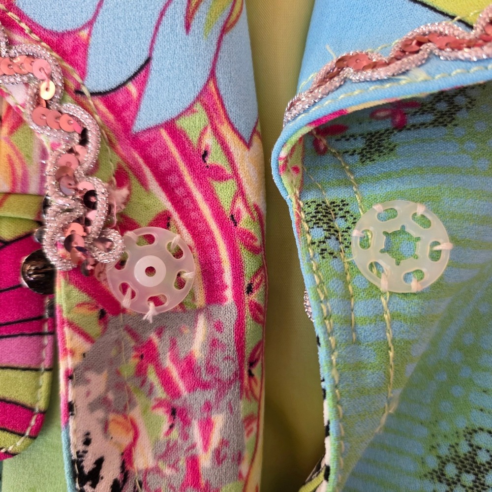 Vintage Alberto Makali Blazer Jacket Womens 6 Paisley Floral Jeweled Sequin - Picture 7 of 13